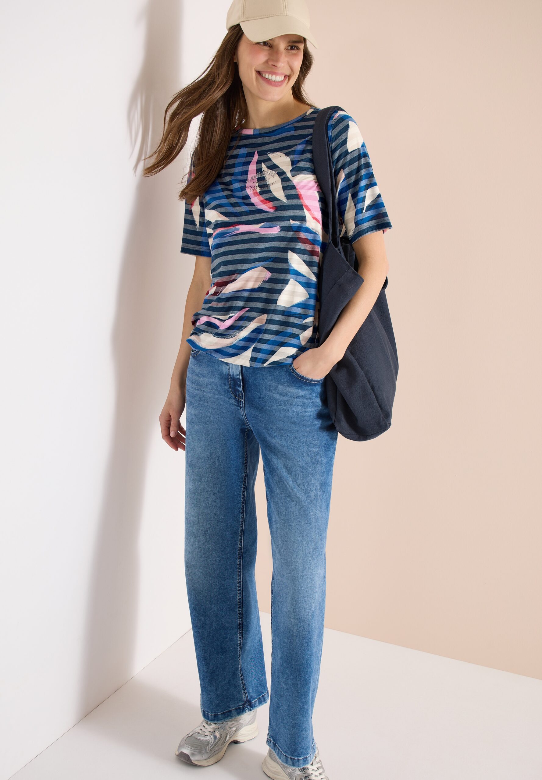 CECIL TOS Striped Burnout FP T-Shirt – Bild 1